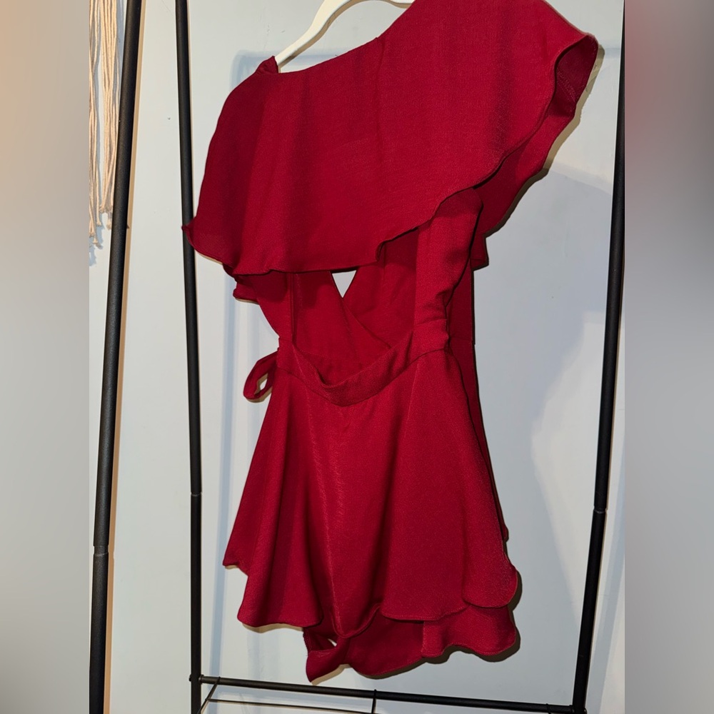 Native Daughters Red Ruffled Wrap Romper - Picture 4 of 4